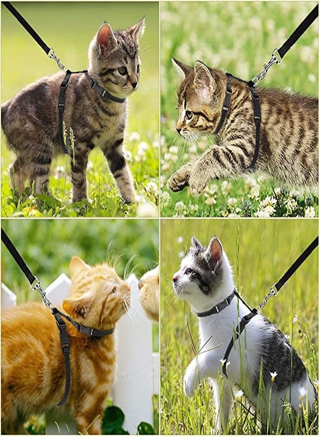 Pups&Pets Cat Harness Leash Nylon Set for Cat Rabbit and Puppy Nylon Harness Strap Collar/Cat Training Leash Lead Set - Black - Image 3